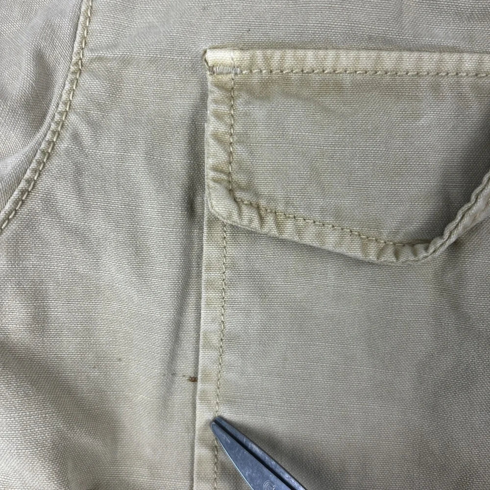 Structure‎ Mens Large Beige Chore Barn Coat Jacket Snap Zip Hooded Cotton